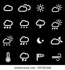 Vector white weather icons set.