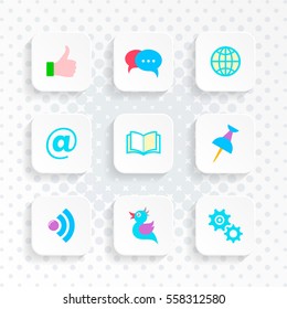 Vector white web social media buttons