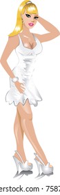 Vector of white wedding dress, can be used for Weddings, Beauty Pageants, Parties, Christmas, Valentines Day, Prom or more.