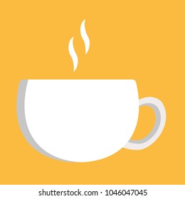 Vector white wide coffee and tea cup with hot steam coming out of it