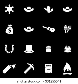 Vector white wild west icon set.