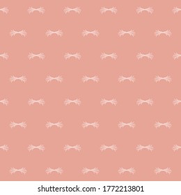 Vector white wings, bows, pink seamless pattern background print. Surface pattern design. Great for feminine, childish fabric, packaging, scrapbooking, design projects.