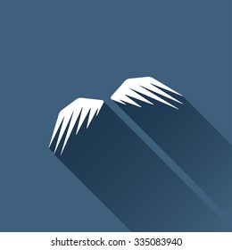 Vector white wings icon on dark background 