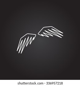 Vector white wings icon on dark background 