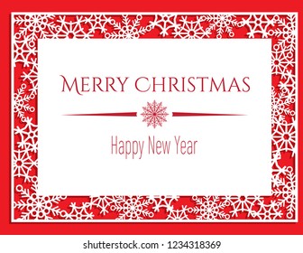 Vector white winter frame or wreath with snowflake. Perfect for New Year and Merry Christmas cards, prints, flayers, banners, invitations .Templates for laser, plotter cutting or wood carving.