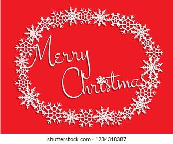 Vector white winter frame or wreath with snowflake. Perfect for New Year and Merry Christmas cards, prints, flayers, banners, invitations .Templates for laser, plotter cutting or wood carving.