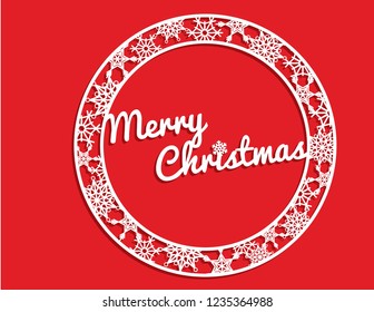 Vector white winter frame or wreath with snowflake. Perfect for New Year and Merry Christmas cards, prints, flayers, banners, invitations .Templates for laser, plotter cutting or wood carving.
