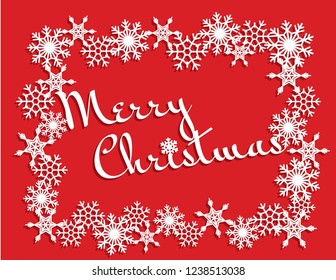 Vector white winter frame or wreath with snowflake. Perfect for New Year and Merry Christmas cards, prints, flayers, banners, invitations .Templates for laser, plotter cutting or wood carving.