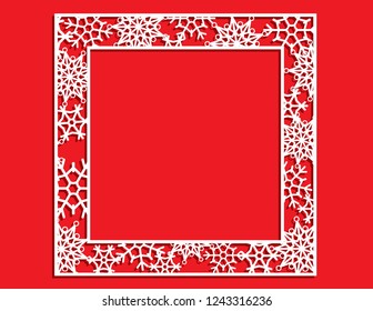 Vector white winter frame or wreath with snowflake. Perfect for New Year and Merry Christmas cards, prints, flayers, banners, invitations .Templates for laser, plotter cutting or wood carving.