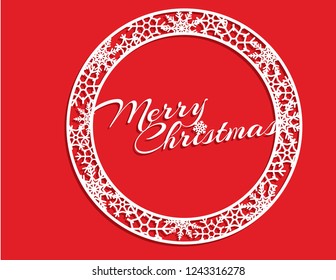 Vector white winter frame or wreath with snowflake. Perfect for New Year and Merry Christmas cards, prints, flayers, banners, invitations .Templates for laser, plotter cutting or wood carving.