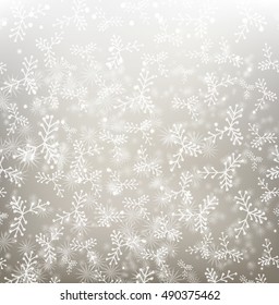 vector white winter snow illustration object on grey background. Web design, page sight, poster, banner, print, advertisement element