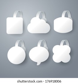 Vector white wobbler set  on gray background set 1.