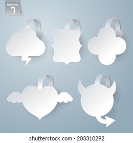 Vector white wobbler set on gray background set 7.