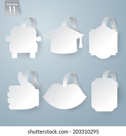 Vector white wobbler set on gray background set 11.