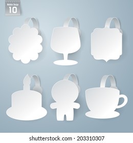 Vector white wobbler set on gray background set 10.