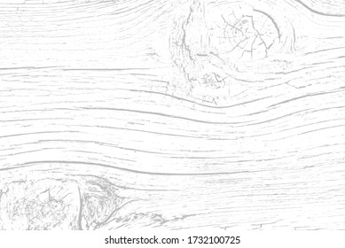 Vector white wood board overlay for backgrounds or design. Rustic grayscale wooden texture with cracks and knots. Table or floor top view. EPS10.
