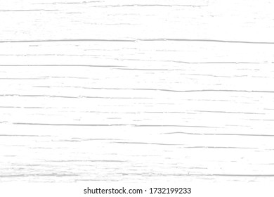 Superposición de tablero de madera blanca vectorial para el fondo o el diseño. Textura rústica de madera en escala de grises con grietas y nudos. Vista de la mesa o del piso superior. EPS10.