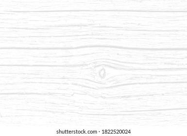 Vector white wood board overlay for backgrounds or design. Rustic grayscale wooden texture with cracks and knots. Table or floor top view. EPS10.
