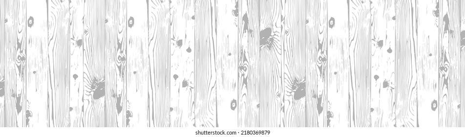 Vector white wood panel texture for backgrounds or design. Rustic grayscale wooden wallpaper. White washed wood. Table top view. Wave line pattern.