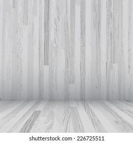 Vector white wooden room space background. Interior background for design and decoration.