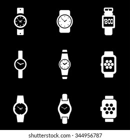 Vector white wristwatch icon set