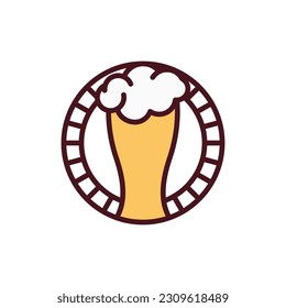 Logo de la empresa de fabricación de vectores en blanco y amarillo, plantilla de logotipo de diseño de ilustración de cerveza gráfica