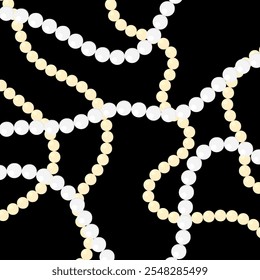 Vector White and Yellow Pearls on Dark Background.
