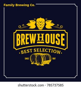 Vector white and yellow vintage brewhouse logo