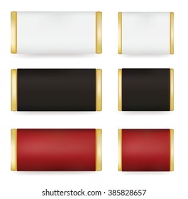 Vector White,Black,Red Blank Food Packaging For Biscuit, Wafer, Crackers, Sweets, Chocolate Bar, Candy Bar, Snacks . Design Template Isolated On White Background