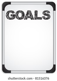 Vector - Whiteboard with Goals Message written with Black