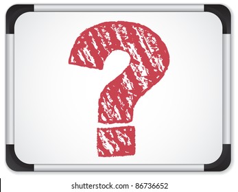 Vector - Whiteboard with Interrogation Mark Message written in Red