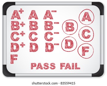 Vector - Whiteboard with School Results Grades with Chalk