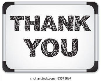 Vector - Whiteboard with Thank You Message written with Chalk
