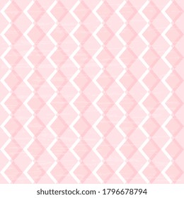 Vector white-pink rhomboid and zigzag pattern, textured. Abstract illustration. Cover design and packaging background.