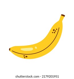 Vector de plátano entero. Banana de diseño plano. Banana amarilla aislada en blanco. Fruta tropical.