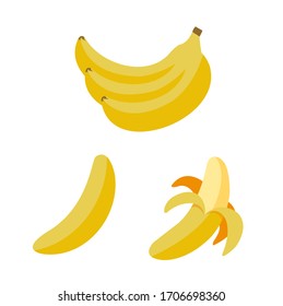 
Vector of whole banana and peeled banana. Usually eaten as a dessert