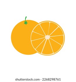 Vector whole and cut orange fruit