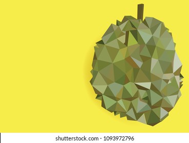 Vector whole Durian fruit On yellow background 