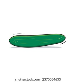 Vector Whole Fresh Green Cucumber Cartoonist Style Cucumber On White Background Vector Illustration