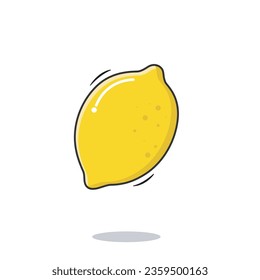 Icono De Fruta De Limón Entero Fresco Estilo De Caricatura Lemon Sobre El Vector De Fondo Blanco Ilustración