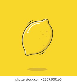 Vector Whole Fresh Lemon Fruit Icon Cartoon Style Lemon On Yellow Background Vector Illustration
