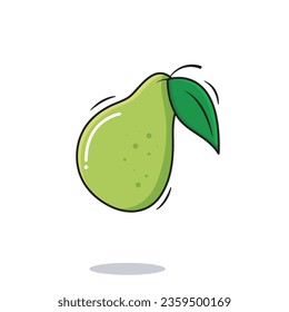 Icono de Fruta Par Fresca Vector Con Estilo De Dibujo De Hojas En Ilustración De Vector De Fondo Blanco