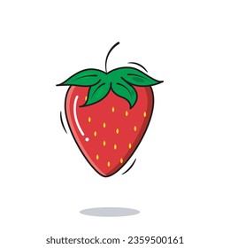 Vector whole Fresh Strawberry Fruit Icon Cartoon Style On White Background Vector Illustration