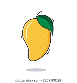 Vector De Mango Entero Con Leaf Mango Icono De Fruta De Mango Estilo De Dibujo En Fondo Blanco Ilustración Vector