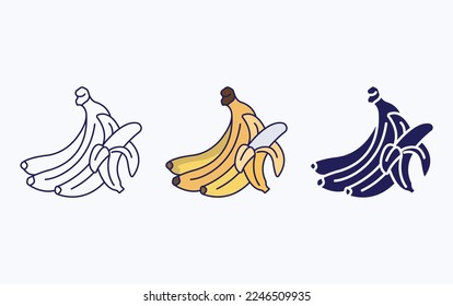 vector of whole and open Banana
