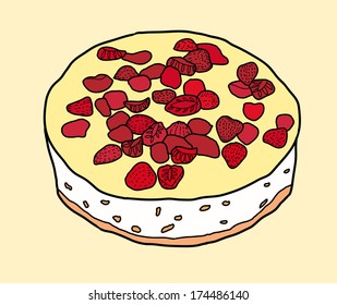vector whole yummy strawberry pie
