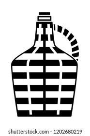 vector wicker demijohn isolated on white background