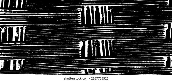 Vector wicker textured background. Handcraft woven texture. Retro woven pattern. Abstract halftone vector illustration. Overlay for interesting effect and depth. Black isolated on white. EPS10