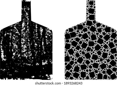 Vector wide bottle collage is done from randomized fractal wide bottle elements. Textured wide bottle icon. Fractal composition from wide bottle.