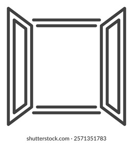 Vector Wide Opened Glass Window concept icon or sign in thin line style